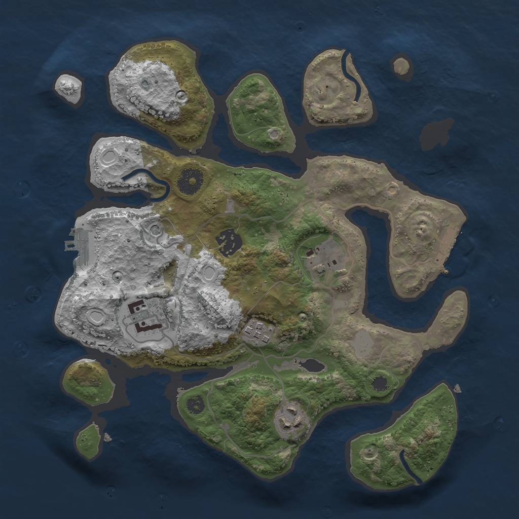 Rust Map: Procedural Map, Size: 3000, Seed: 262380, 13 Monuments
