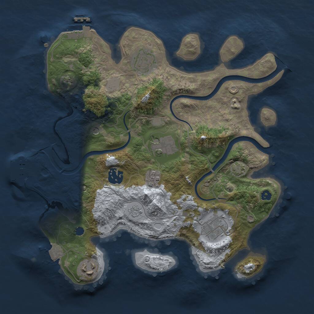 Rust Map: Procedural Map, Size: 3000, Seed: 410621, 12 Monuments