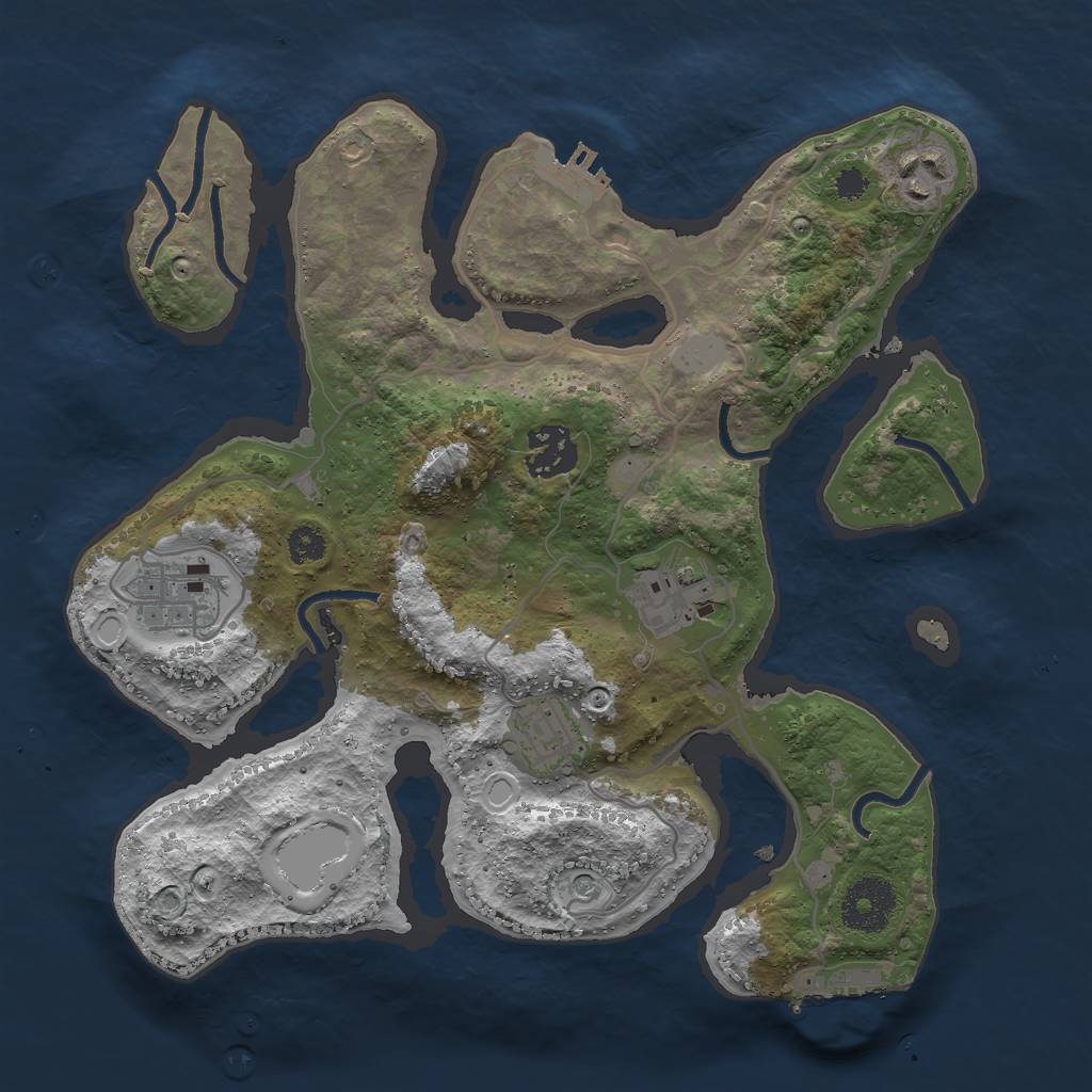 Rust Map: Procedural Map, Size: 3000, Seed: 323725, 13 Monuments