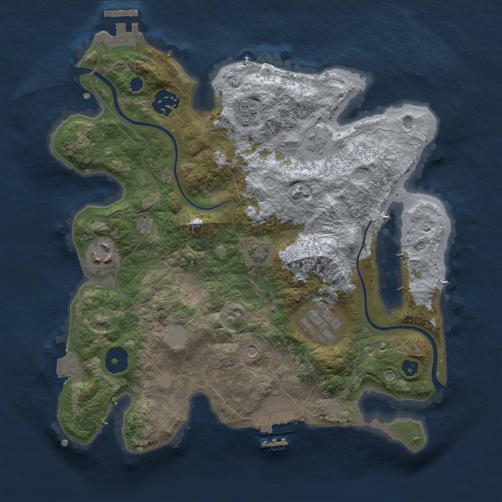 Rust Map: Procedural Map, Size: 3000, Seed: 802184615, 10 Monuments