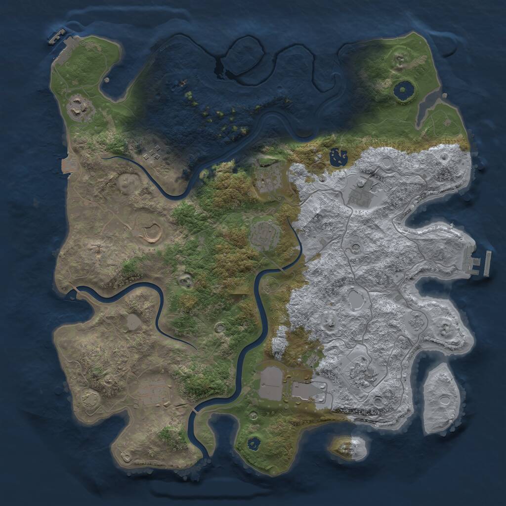 Rust Map: Procedural Map, Size: 3950, Seed: 1493765595, 16 Monuments