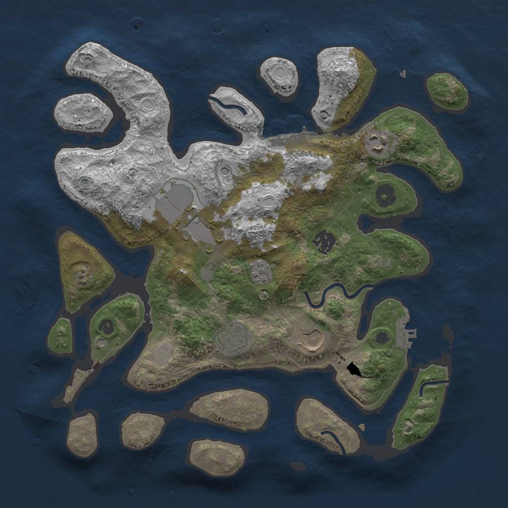 Rust Map: Procedural Map, Size: 3500, Seed: 6400143, 14 Monuments