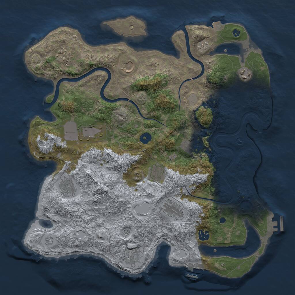 Rust Map: Procedural Map, Size: 3950, Seed: 554657531, 17 Monuments