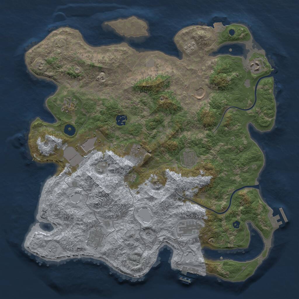 Rust Map: Procedural Map, Size: 3950, Seed: 554657531, 16 Monuments