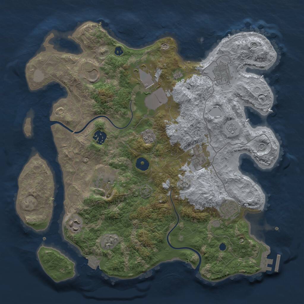 Rust Map: Procedural Map, Size: 3500, Seed: 108618905, 14 Monuments
