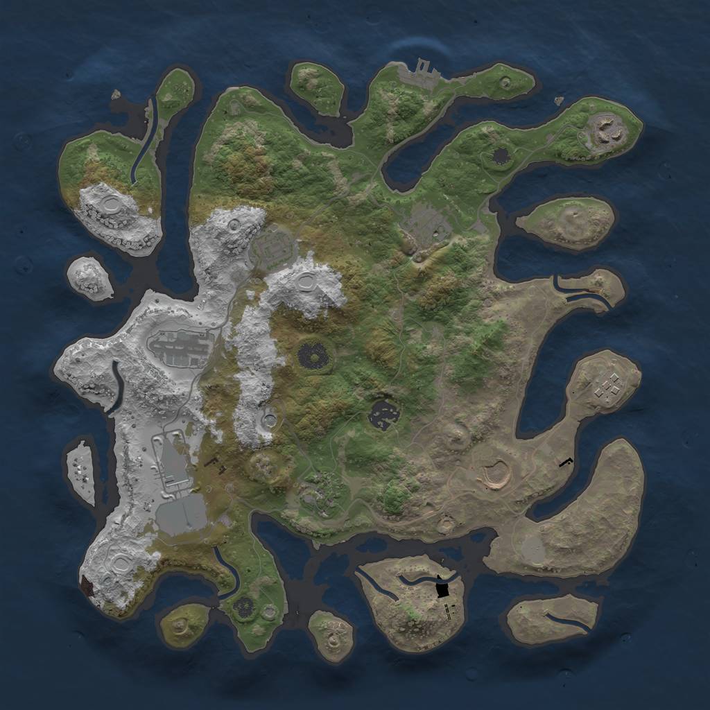 Rust Map: Procedural Map, Size: 3650, Seed: 583745253, 16 Monuments