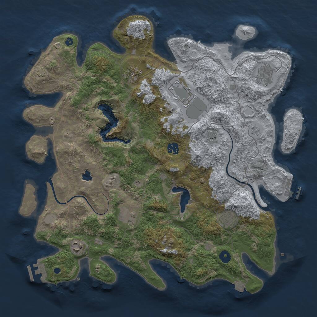 Rust Map: Procedural Map, Size: 4000, Seed: 1728, 14 Monuments