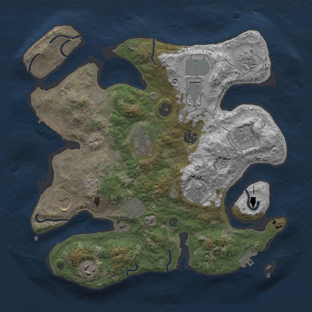 Rust Map: Procedural Map, Size: 3500, Seed: 1218976217, 18 Monuments