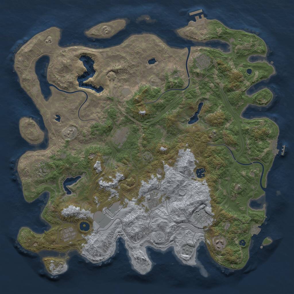 Rust Map: Procedural Map, Size: 4500, Seed: 388304359, 16 Monuments