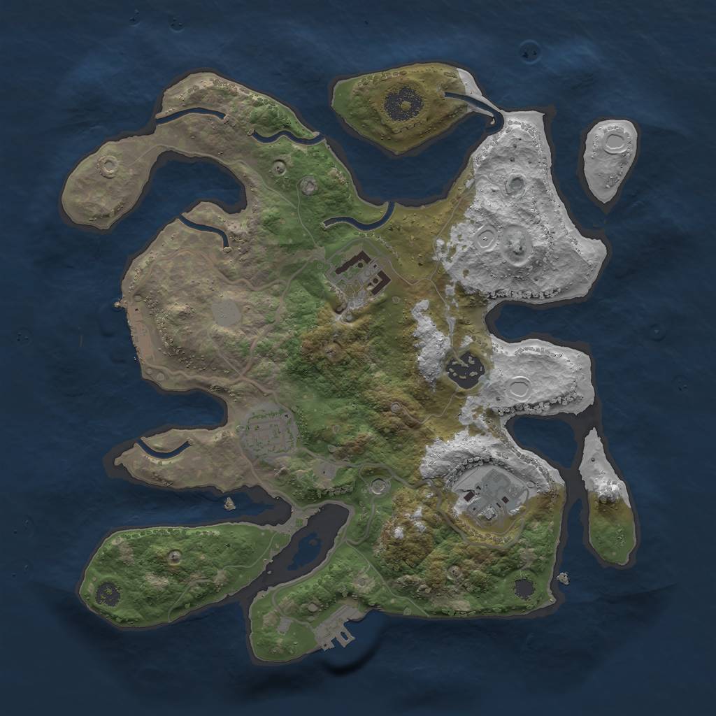 Rust Map: Procedural Map, Size: 3000, Seed: 739492267, 12 Monuments