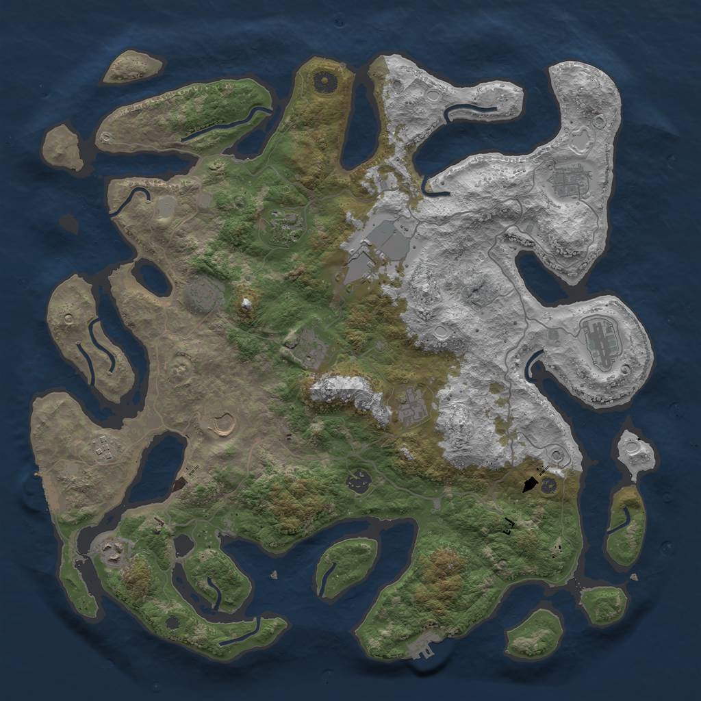 Rust Map: Procedural Map, Size: 4500, Seed: 951, 19 Monuments