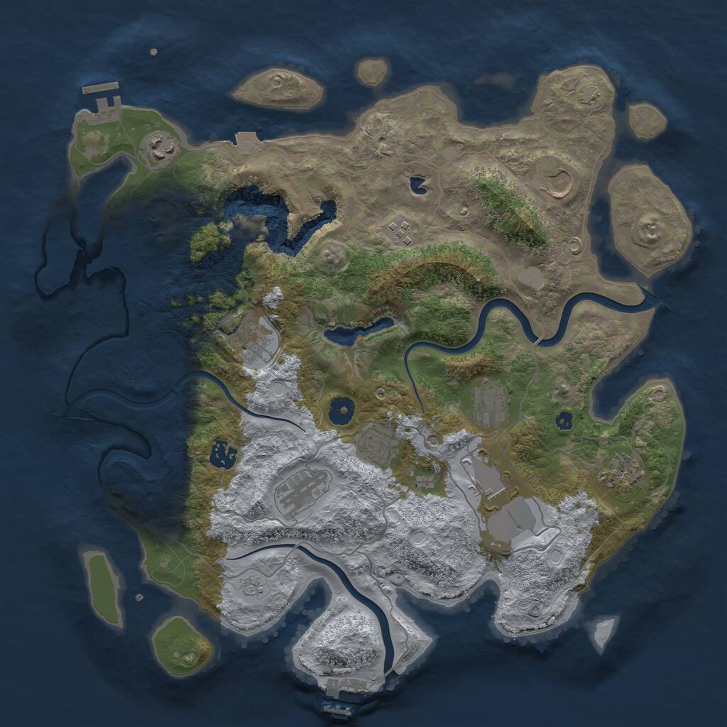 Rust Map: Procedural Map, Size: 4000, Seed: 1443, 16 Monuments