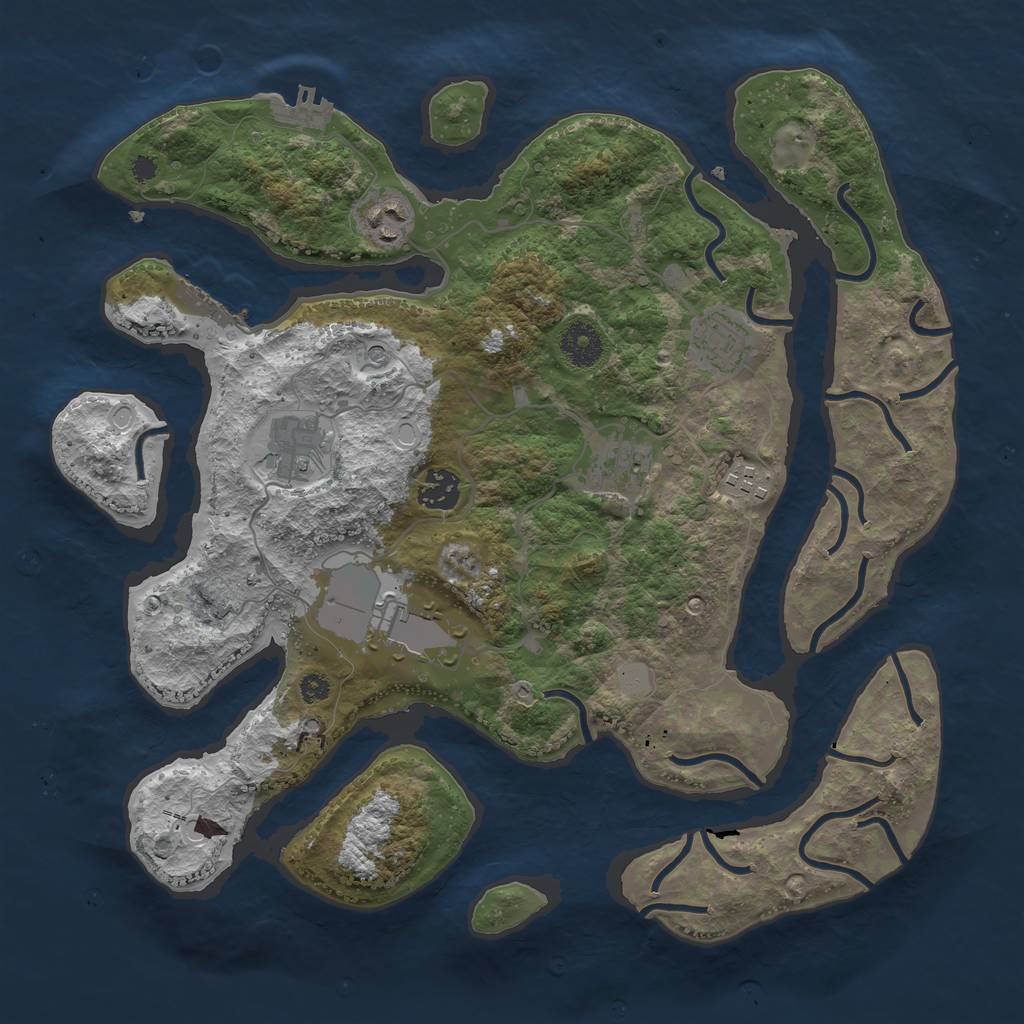 Rust Map: Procedural Map, Size: 3600, Seed: 725897664, 15 Monuments