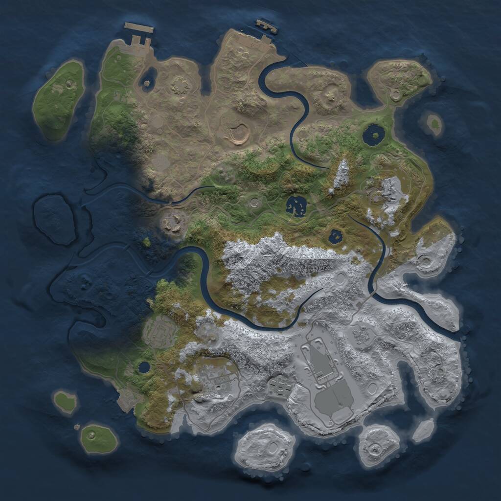 Rust Map: Procedural Map, Size: 3500, Seed: 1835982423, 14 Monuments