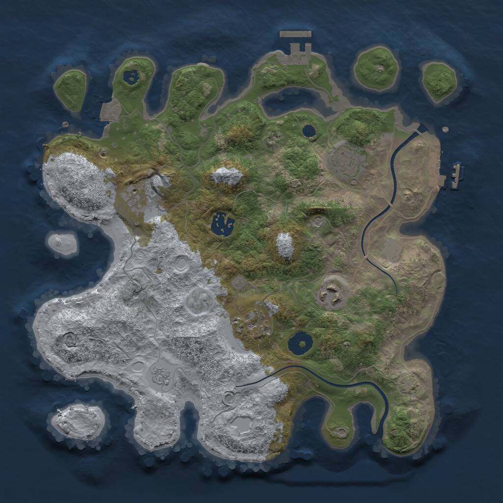 Rust Map: Procedural Map, Size: 3200, Seed: 1735388847, 11 Monuments