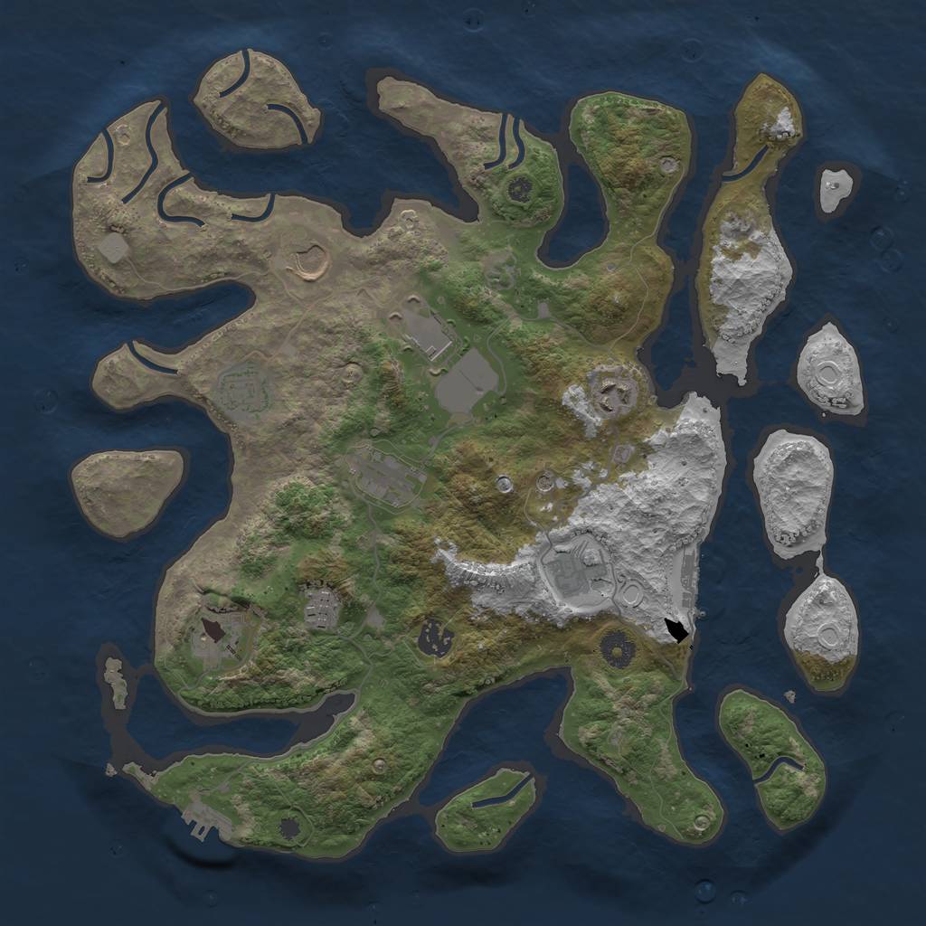 Rust Map: Procedural Map, Size: 3850, Seed: 1472725154, 17 Monuments