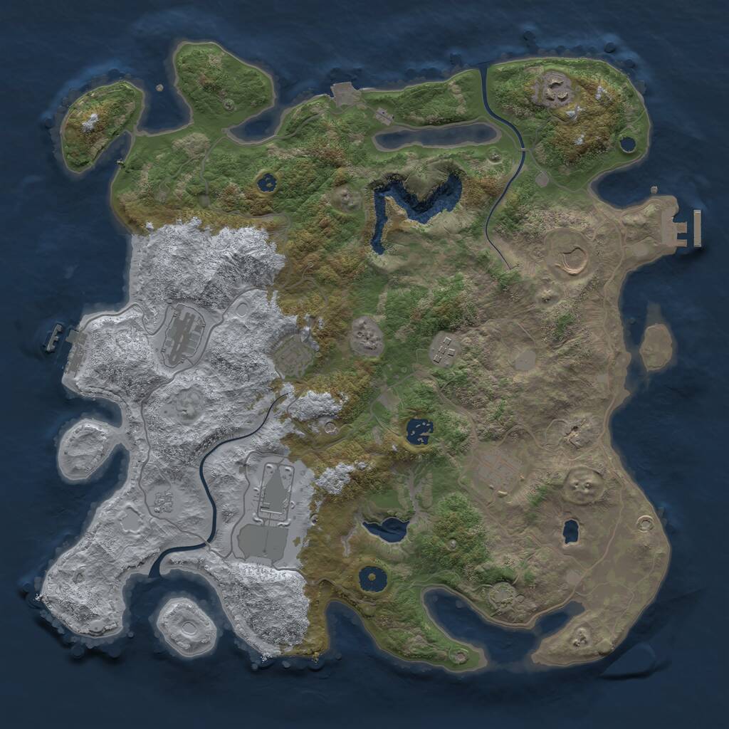 Rust Map: Procedural Map, Size: 4000, Seed: 544, 14 Monuments