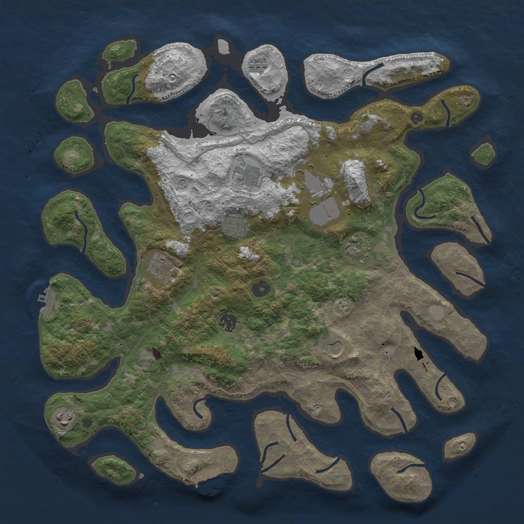 Rust Map: Procedural Map, Size: 4500, Seed: 535428075, 17 Monuments