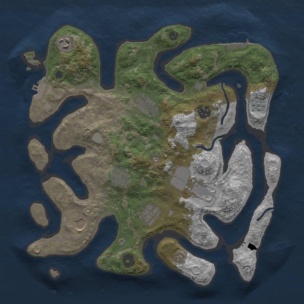 Rust Map: Procedural Map, Size: 3500, Seed: 1281730214, 16 Monuments