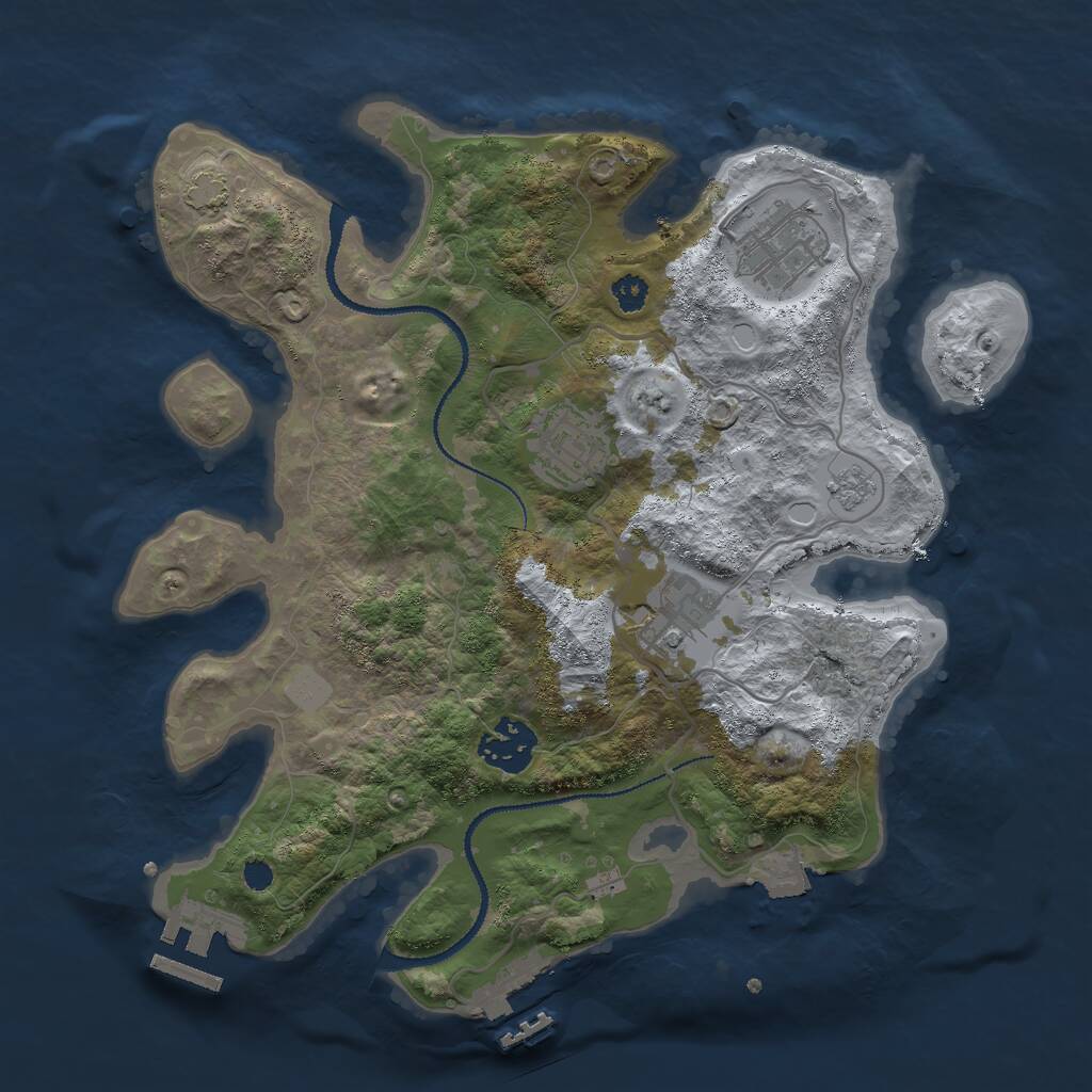 Rust Map: Procedural Map, Size: 3000, Seed: 88819, 9 Monuments