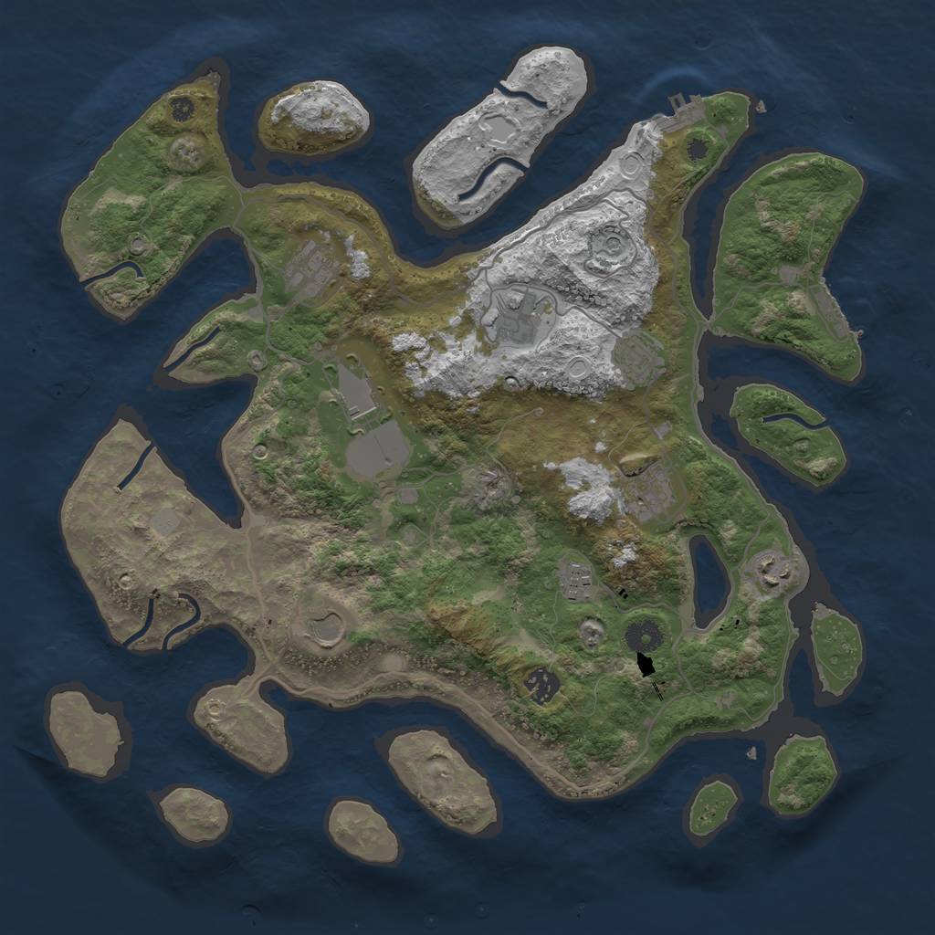 Rust Map: Procedural Map, Size: 4000, Seed: 91264557, 17 Monuments