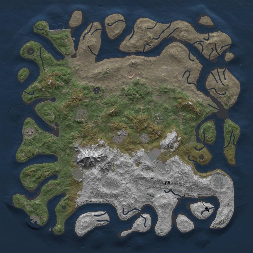 Rust Map: Procedural Map, Size: 5000, Seed: 1905416959, 19 Monuments