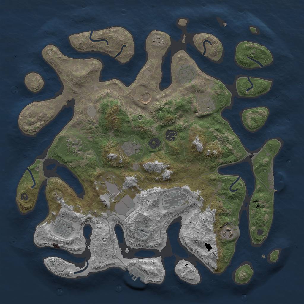 Rust Map: Procedural Map, Size: 3950, Seed: 1822612977, 18 Monuments