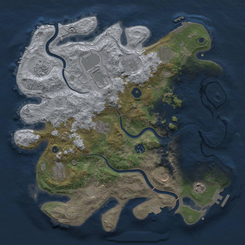 Rust Map: Procedural Map, Size: 3700, Seed: 86751554, 17 Monuments