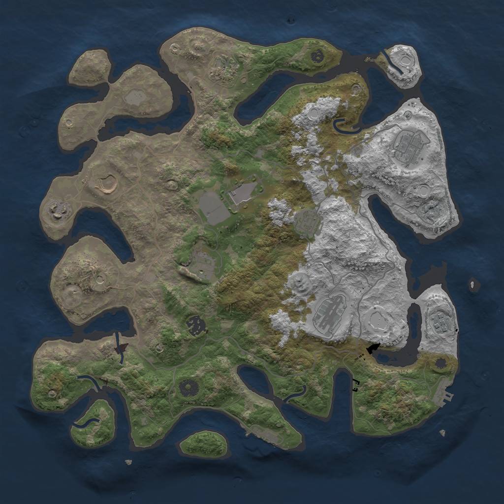 Rust Map: Procedural Map, Size: 4000, Seed: 1097087720, 18 Monuments