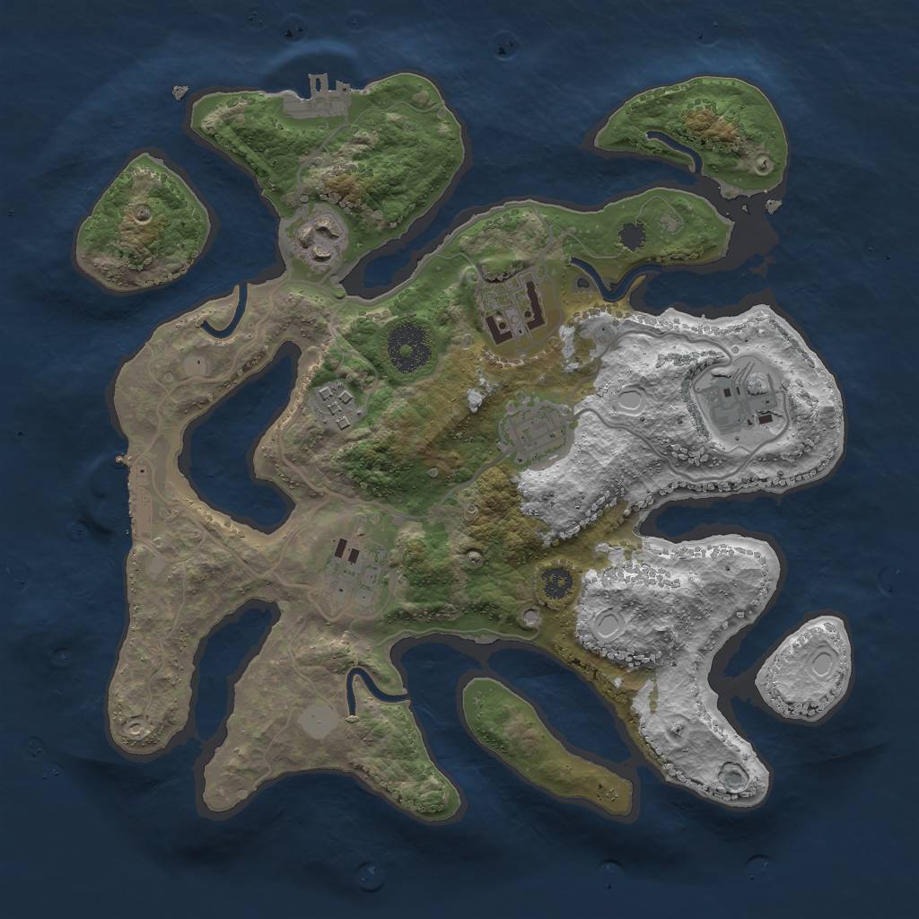 Rust Map: Procedural Map, Size: 3000, Seed: 666352333, 13 Monuments