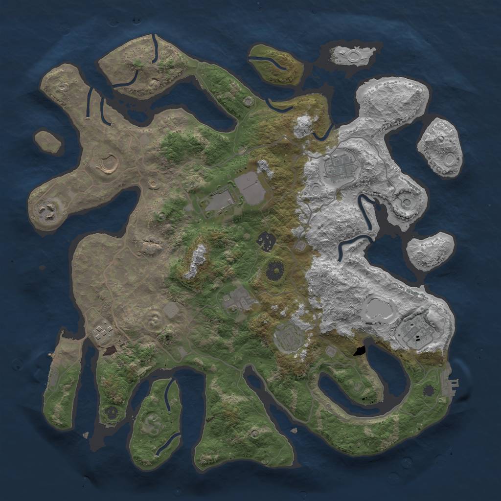Rust Map: Procedural Map, Size: 4000, Seed: 46122, 17 Monuments