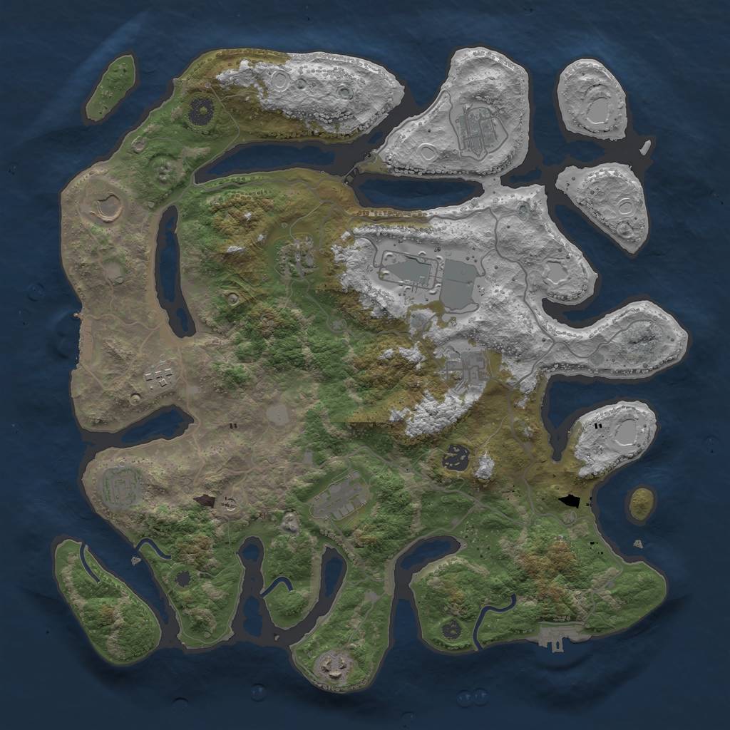 Rust Map: Procedural Map, Size: 4000, Seed: 709914427, 18 Monuments