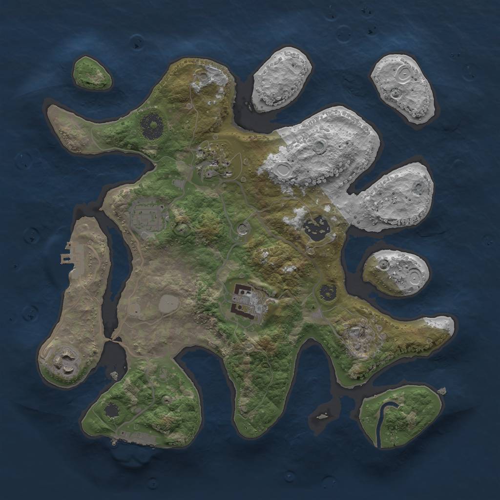 Rust Map: Procedural Map, Size: 3000, Seed: 517778, 13 Monuments