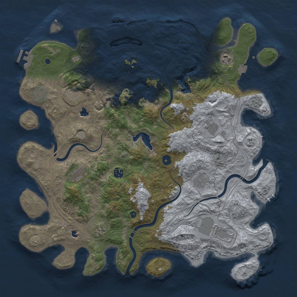 Rust Map: Procedural Map, Size: 4500, Seed: 3432, 16 Monuments