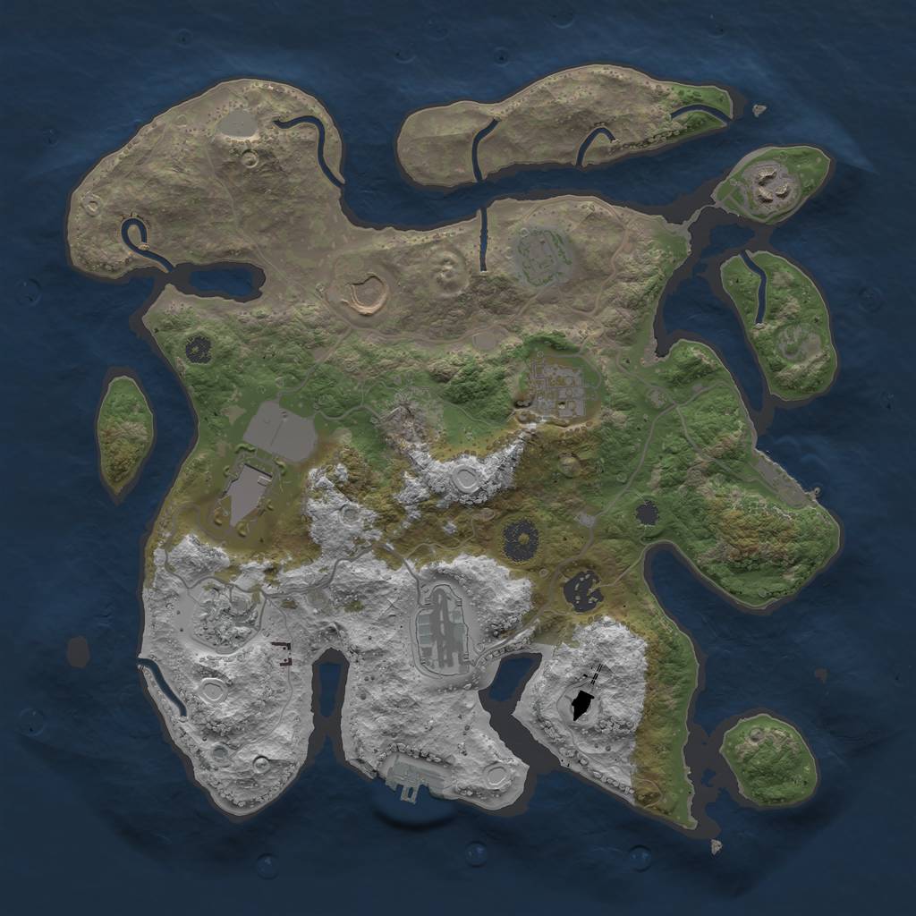 Rust Map: Procedural Map, Size: 3500, Seed: 416308242, 16 Monuments