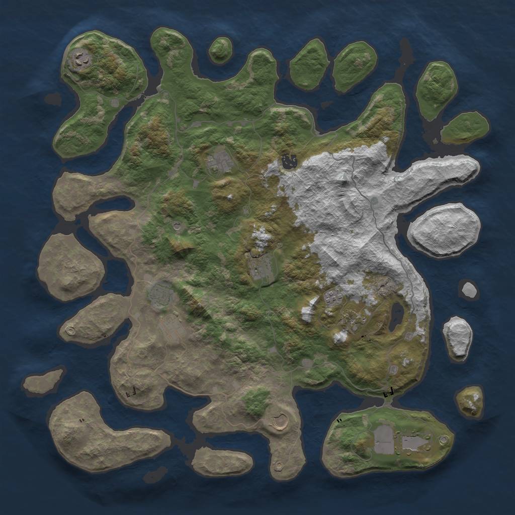 Rust Map: Barren, Size: 4700, Seed: 1337, 13 Monuments