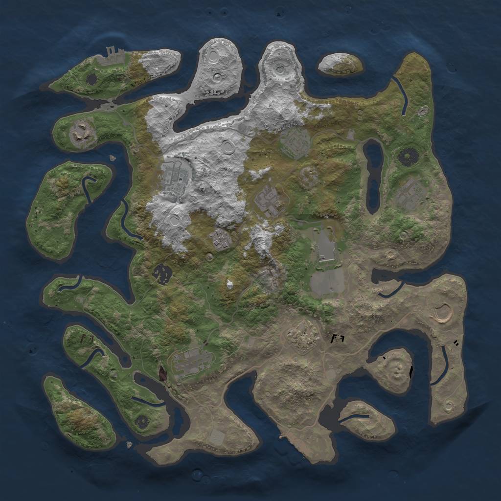 Rust Map: Procedural Map, Size: 3850, Seed: 1998059534, 19 Monuments