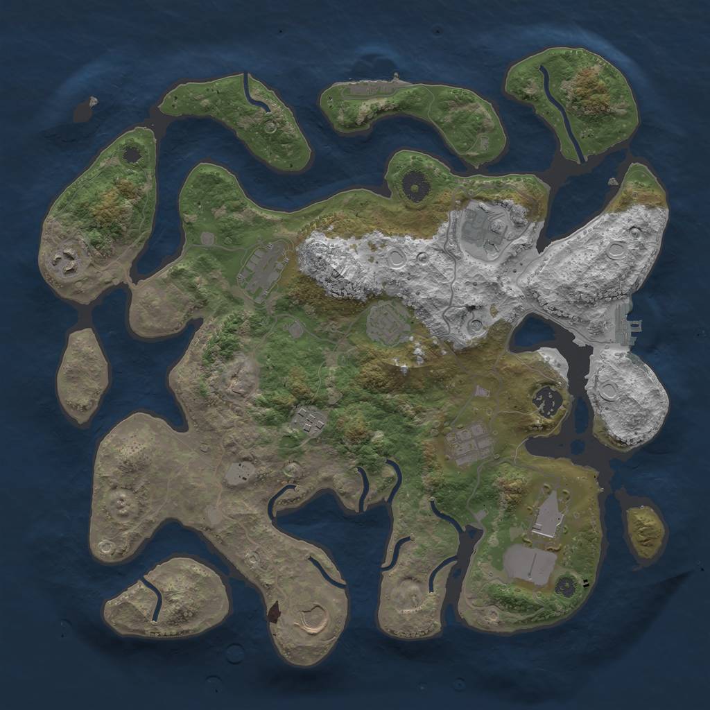 Rust Map: Procedural Map, Size: 3700, Seed: 205735657, 17 Monuments