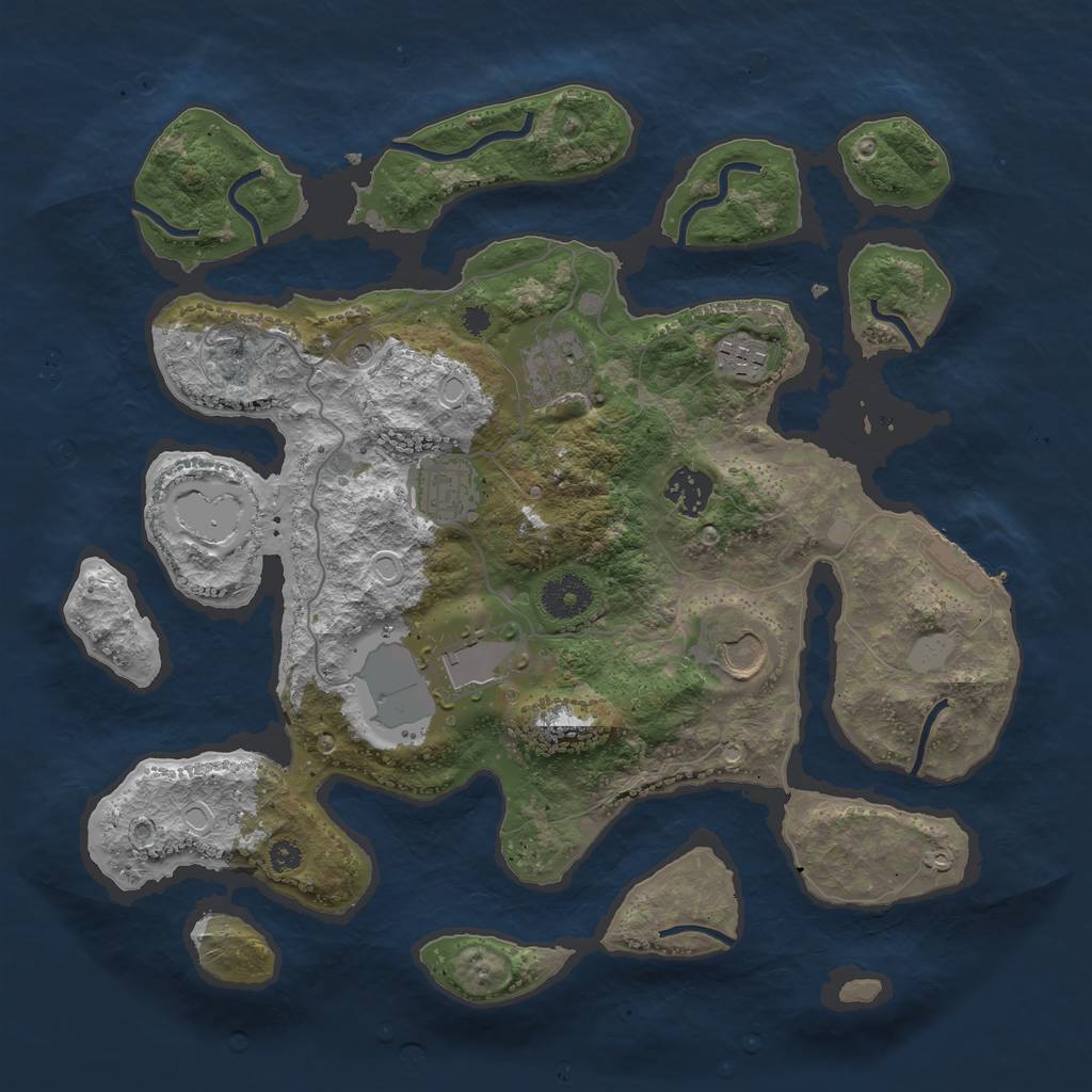 Rust Map: Procedural Map, Size: 3500, Seed: 1680950504, 13 Monuments