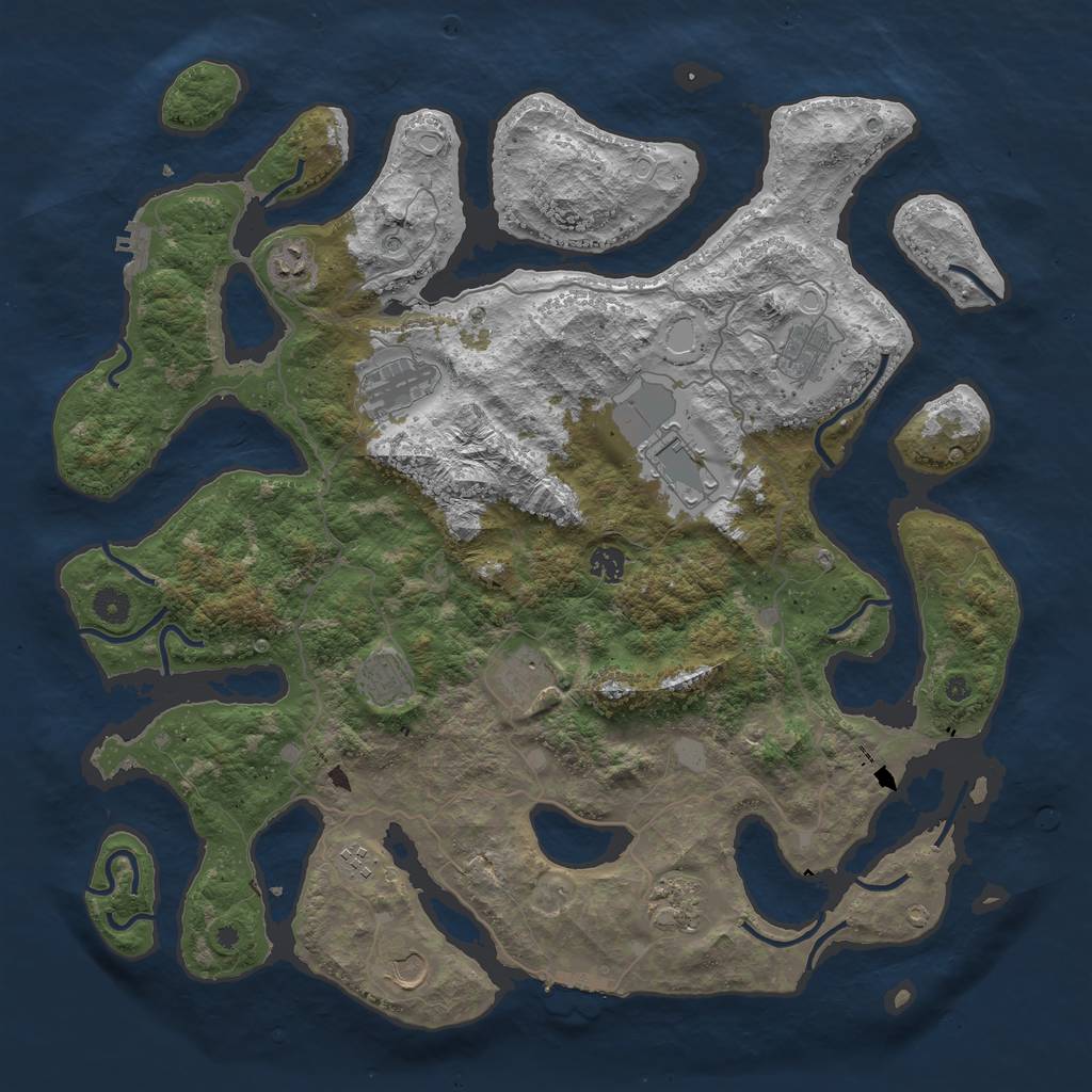 Rust Map: Procedural Map, Size: 4500, Seed: 1234567891, 18 Monuments