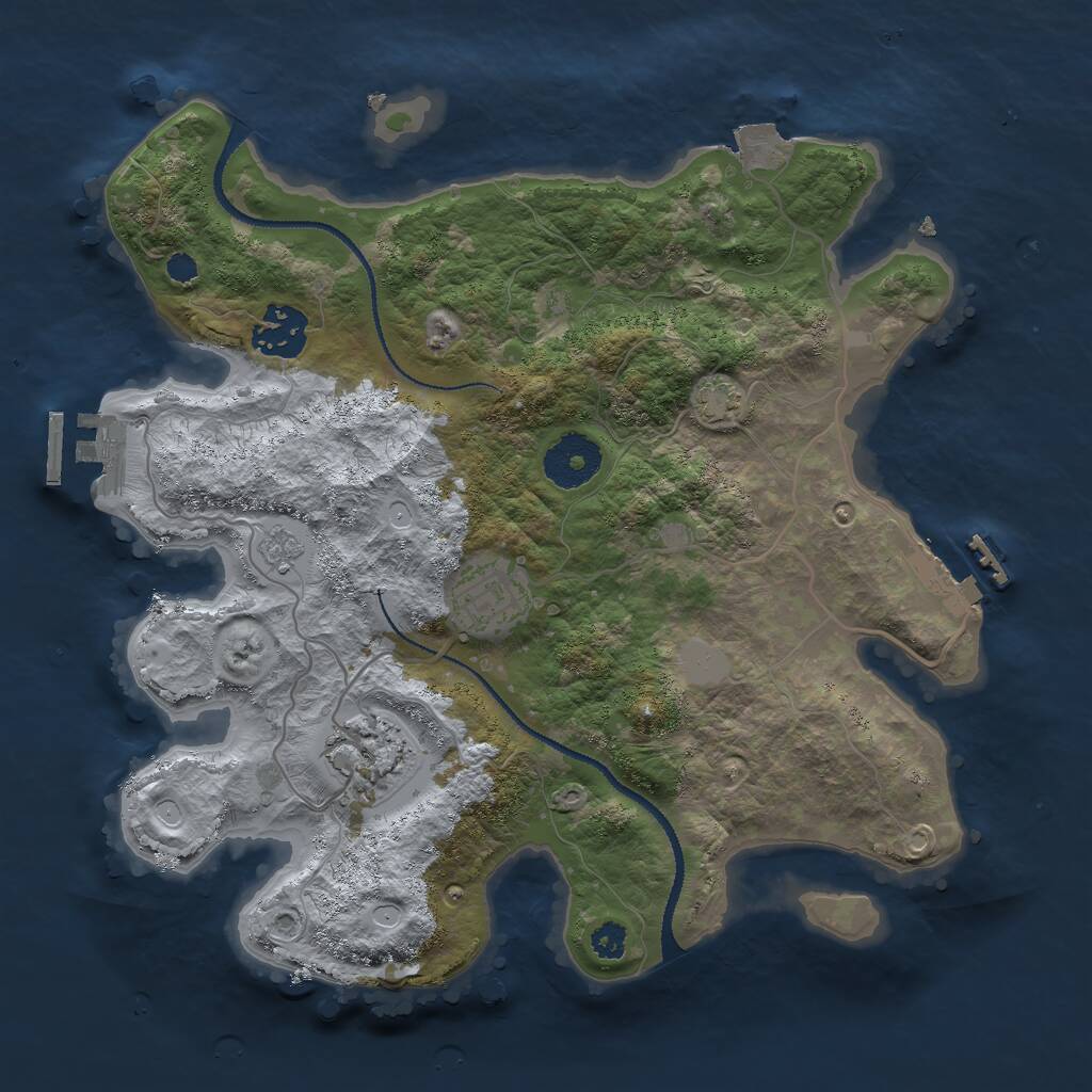 Rust Map: Procedural Map, Size: 3000, Seed: 730627, 8 Monuments