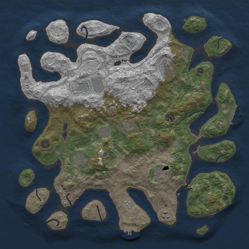 Rust Map: Procedural Map, Size: 4250, Seed: 2345, 17 Monuments