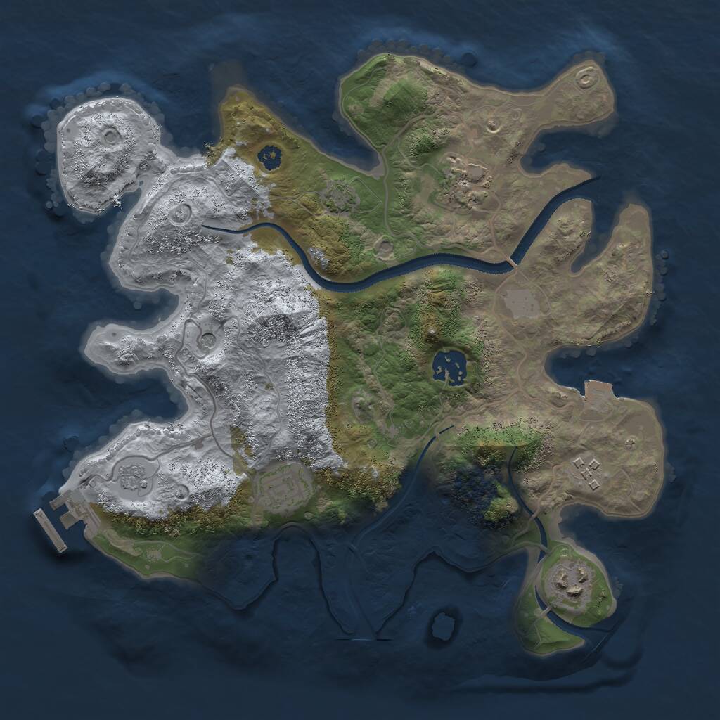 Rust Map: Procedural Map, Size: 3000, Seed: 745214, 10 Monuments
