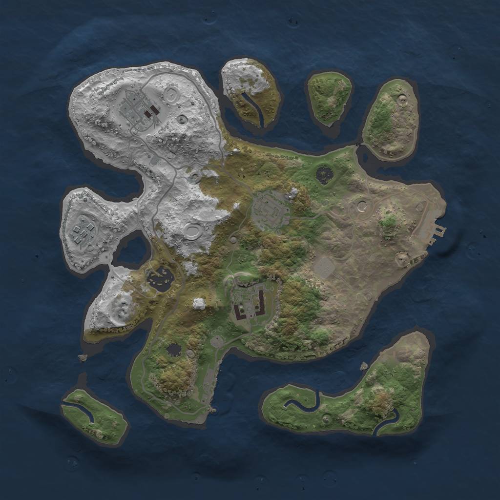Rust Map: Procedural Map, Size: 3000, Seed: 771781, 13 Monuments