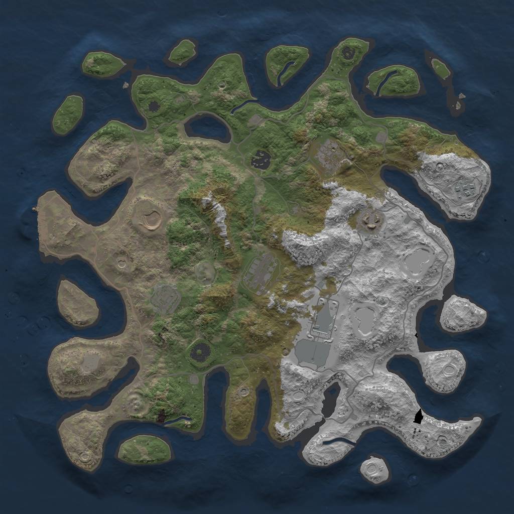 Rust Map: Procedural Map, Size: 4000, Seed: 8543, 15 Monuments