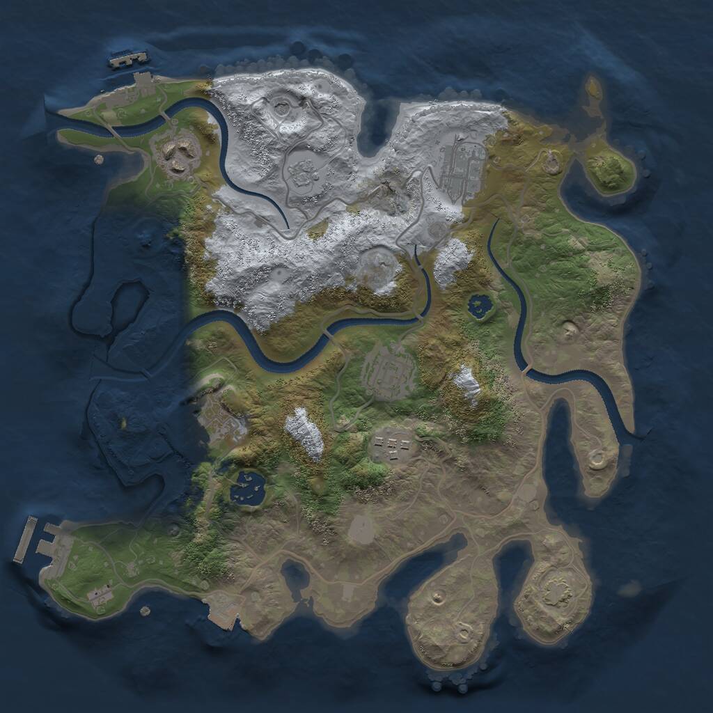 Rust Map: Procedural Map, Size: 3000, Seed: 215214, 12 Monuments