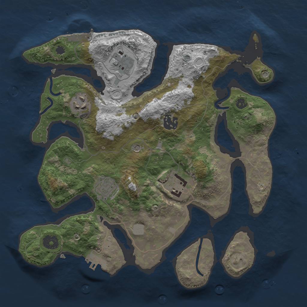 Rust Map: Procedural Map, Size: 3000, Seed: 215214, 13 Monuments