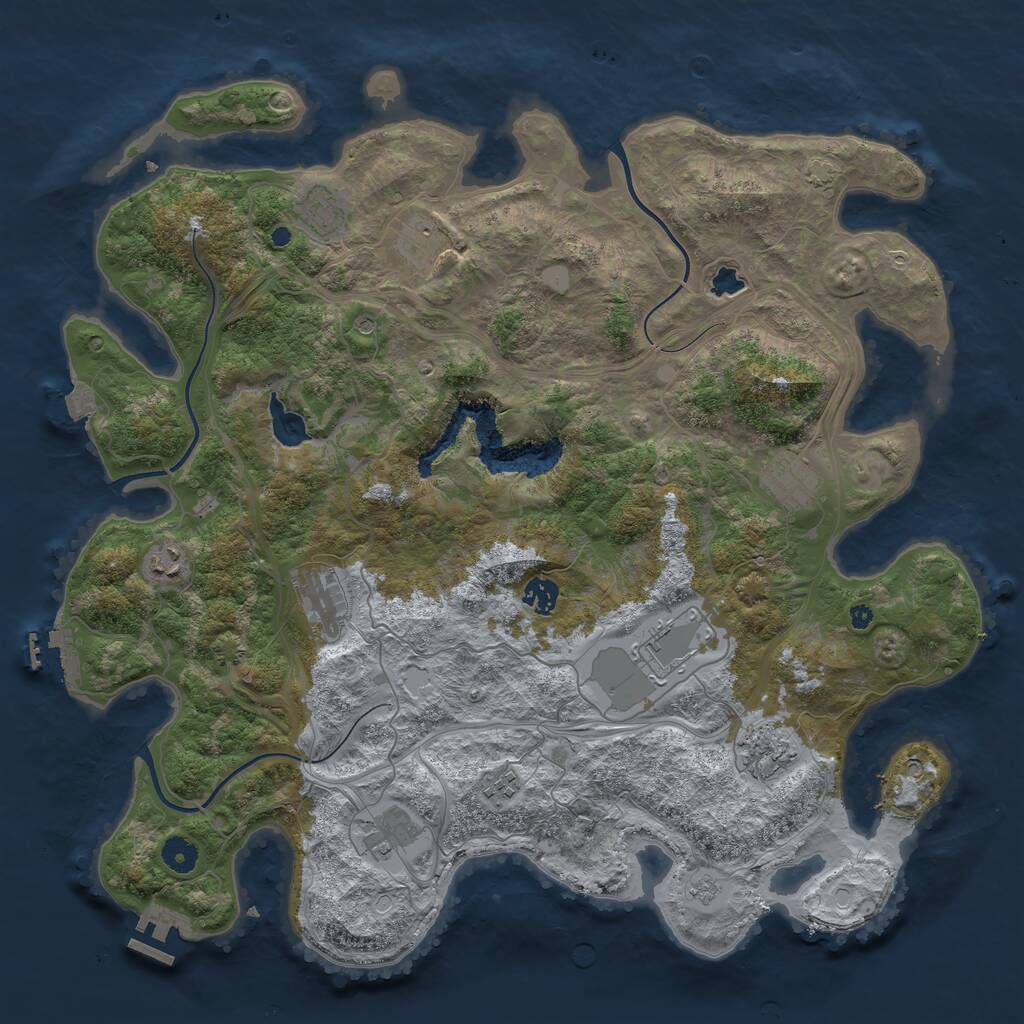 Rust Map: Procedural Map, Size: 4300, Seed: 353816215, 16 Monuments
