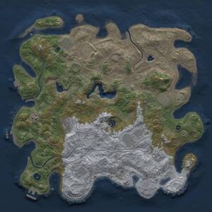 Thumbnail Rust Map: Procedural Map, Size: 4300, Seed: 353816215, 16 Monuments