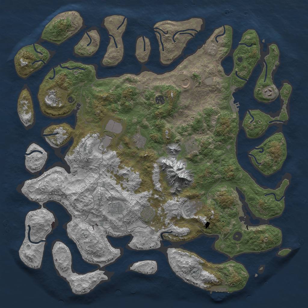 Rust Map: Procedural Map, Size: 5000, Seed: 555666, 19 Monuments